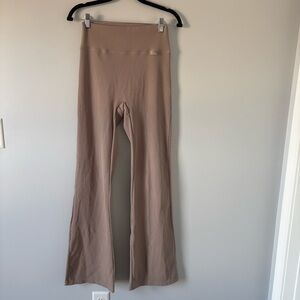 AYBL Beige Ribbed No Front Seam Flare Legging